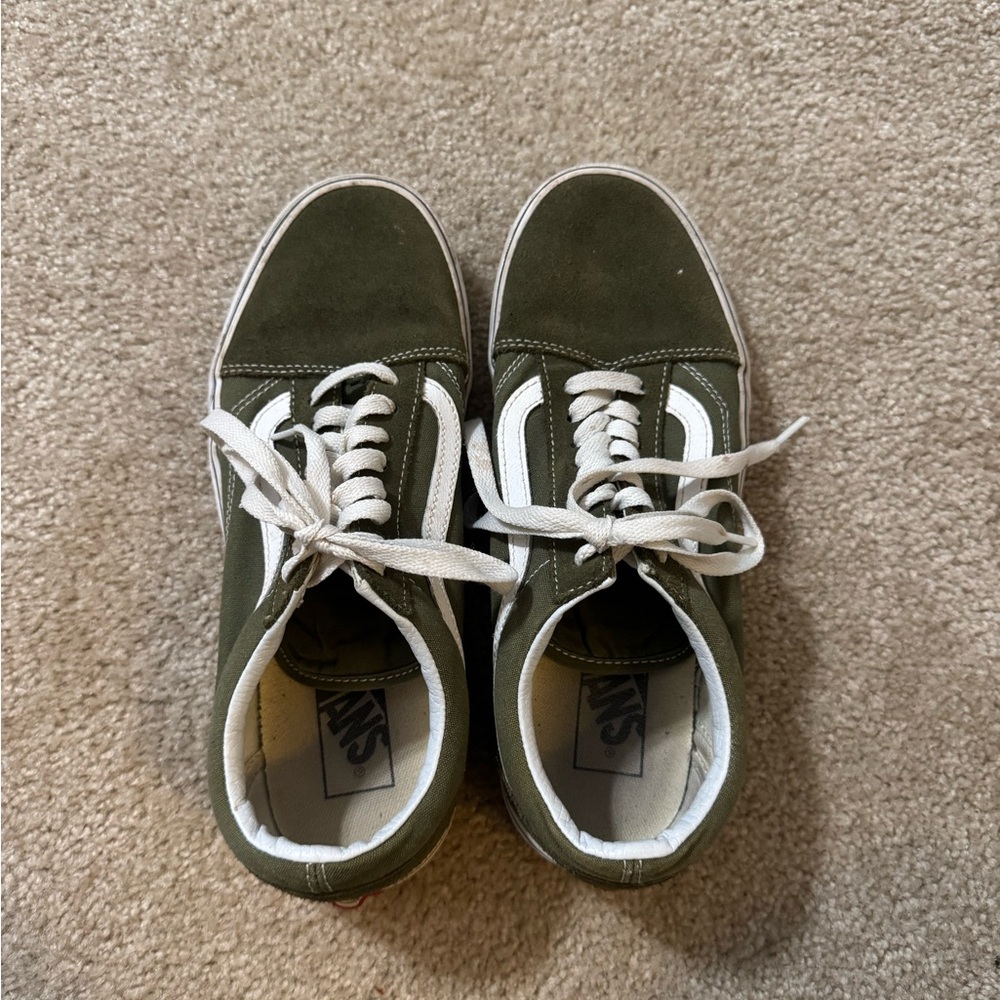 Vans Olive and White Women's Sneakers